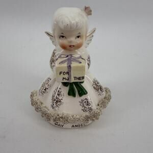 NORCREST 50’s MAY MOTHER’s Day Angel Gold Spaghetti Trim FIGURINE Vintage